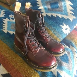Dr. Marten's Vegan Leather Boots in Cherry Red